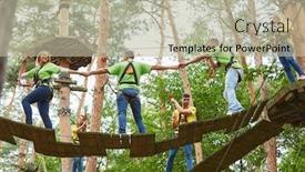  Presentation with team group - Beautiful theme featuring group-climbing-in-the-high backdrop and a mint green colored foreground