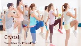  Presentation with group fitness - Presentation design consisting of group dance - dancing young people in fitness background and a lemonade colored foreground