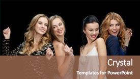  Presentation with disco in night club - Presentation design featuring group dance - happy young women dancing background and a coral colored foreground