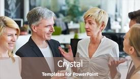  Presentation with team - Colorful presentation enhanced with group decition - woman in office telling joke backdrop and a  colored foreground