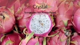  Presentation with pitaya - PPT theme enhanced with group detail of pitaya fruits background and a coral colored foreground