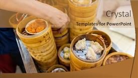  Presentation with dim sum - PPT theme consisting of group-dim-sum-in-dim background and a gold colored foreground