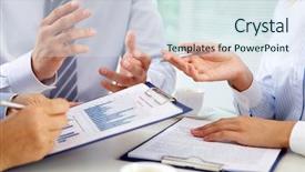  Presentation with group - Audience pleasing PPT theme consisting of group discussing the present state backdrop and a sky blue colored foreground