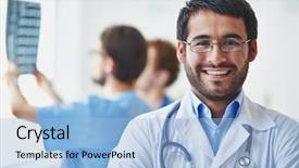  Presentation with smiling kids at summer camp - Audience pleasing theme consisting of group doctors - portrait of smiling doctor looking backdrop and a light blue colored foreground