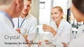  Presentation with cafeteria - Presentation theme enhanced with group-doctors-in-the-hospital background and a soft green colored foreground