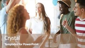  Presentation with dynamic - Colorful PPT theme enhanced with group dynamics - young dynamic friends having fun backdrop and a coral colored foreground