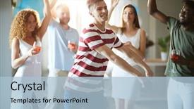  Presentation with molecular dynamic simulation - Audience pleasing slides consisting of group dynamics - young dynamic man dancing backdrop and a light blue colored foreground