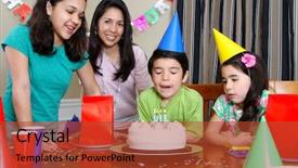  Presentation with illustration for 75th birthday party - Colorful presentation theme enhanced with archangel michael cathedral in the territory of the nizhny novgorod kremlin russia backdrop and a dark gray colored foreground