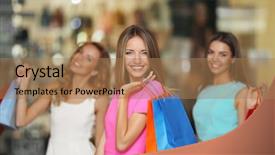  Presentation with paper bag vs plastic bags - Cool new presentation design with group girls - beautiful young women with bags backdrop and a  colored foreground