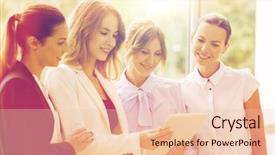  Presentation with technology social work - PPT layouts consisting of group girls - people technology work and corporate background and a lemonade colored foreground