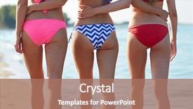  Presentation with women body - Cool new slide set with group girls - summer holidays travel body care backdrop and a coral colored foreground