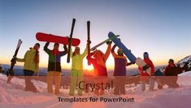  Presentation with team group - Cool new PPT theme with group-happy-friends-having-fun backdrop and a red colored foreground