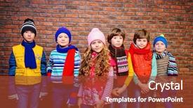  Presentation with joyful - Audience pleasing slide deck consisting of brick wall kid's fashion backdrop and a tawny brown colored foreground