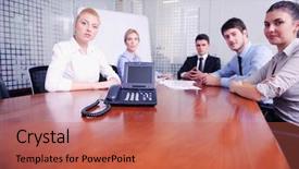  Presentation with business group meeting - Colorful PPT layouts enhanced with group have video meeting conference backdrop and a red colored foreground