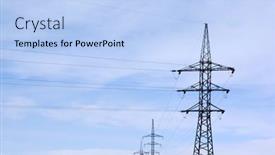  Presentation with high voltage - Colorful PPT theme enhanced with group-high-voltage-electricity-pylons and a light blue colored foreground