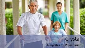  Presentation with nursing - Amazing PPT theme having group homes - happy senior people in nursing backdrop and a ocean colored foreground