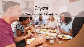  Presentation with families - Amazing theme having group homes - two families enjoying eating meal backdrop and a lemonade colored foreground