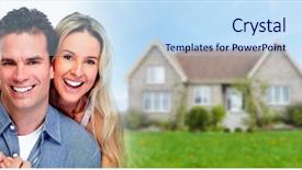  Presentation with house - Presentation theme with group houses sale - couple near new house background and a sky blue colored foreground