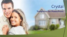  Presentation with house - Presentation featuring group houses sale - couple near new house background and a light blue colored foreground