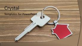  Presentation with wooden christian cross religious concept - Beautiful slide deck featuring group houses sale - key chain with house symbol backdrop and a coral colored foreground