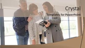  Presentation with real estate - Amazing PPT layouts having group houses sale - senior couple with real estate backdrop and a coral colored foreground