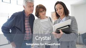  Presentation with real estate - Audience pleasing PPT layouts consisting of group houses sale - senior couple with real estate backdrop and a gray colored foreground