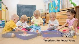  Presentation with children hands - PPT layouts with group improving hands motor skills background and a lemonade colored foreground