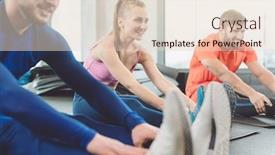  Presentation with gymnastics - Colorful PPT layouts enhanced with group-in-fitness-class-doing backdrop and a lemonade colored foreground