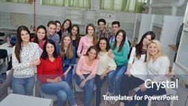  Presentation with middle school teens leisure activities - PPT layouts featuring group in school have fun background and a  colored foreground