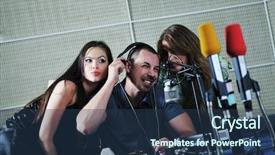  Presentation with music sign people - Presentation consisting of group indoor in music radio background and a ocean colored foreground