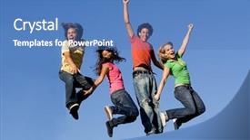  Presentation with teens - Beautiful presentation theme featuring group jumping backdrop and a teal colored foreground