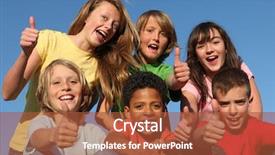  Presentation with youth group - Cool new presentation design with group kids - happy positive youth with thumbs backdrop and a red colored foreground