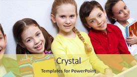  Presentation with camera - PPT layouts featuring group kids - portrait of five pupils looking background and a yellow colored foreground