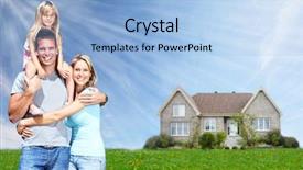  Presentation with new family new born - Amazing slides having group life insurance - happy family near new home backdrop and a light blue colored foreground