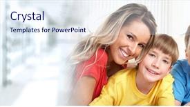  Presentation with happy kids - Theme featuring group life insurance - happy family with kids background and a  colored foreground