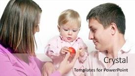  Presentation with family - Beautiful slides featuring group life insurance - happy young family backdrop and a  colored foreground