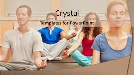  Presentation with exercise-class - Slides having group making breathing exercise background and a lemonade colored foreground