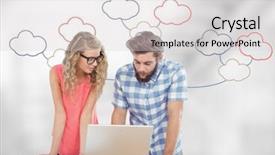  Presentation with mind - Cool new slide set with group meeting with mind map backdrop and a  colored foreground