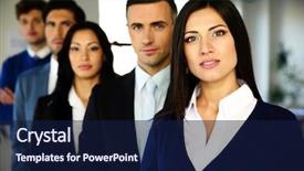  Presentation with group - Presentation theme having group of a business people background and a navy blue colored foreground