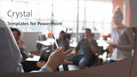  Presentation with young business people - Slides enhanced with group-of-a-young-business background and a white colored foreground