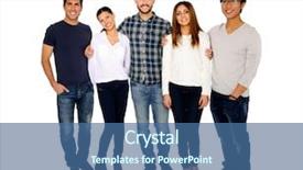  Presentation with community service happy volunteer group - Theme with group of a young happy background and a  colored foreground