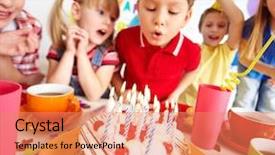  Presentation with kids birthday - Audience pleasing slide deck consisting of group of adorable kids looking backdrop and a coral colored foreground