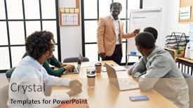  Presentation with african american business - PPT theme featuring group-of-african-american-business background and a  colored foreground