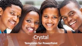  Presentation with african american college students - Slide deck with delicious grilled chicken breast fillet and fried bell pepper clos- up background and a coral colored foreground