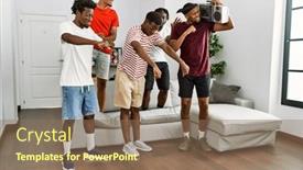  Presentation with african people - Slide set with group-of-african-american-people background and a coral colored foreground