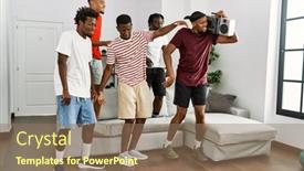  Presentation with african people - PPT theme with group-of-african-american-people background and a coral colored foreground