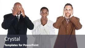 Presentation with african people - PPT theme featuring group of african and mixed race business people gesturing a concept background and a dark gray colored foreground