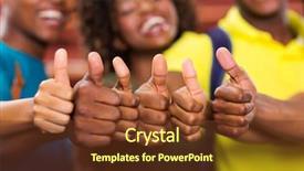  Presentation with friends - Audience pleasing PPT layouts consisting of group of african friends thumbs backdrop and a tawny brown colored foreground