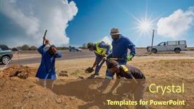  Presentation with group - PPT theme with group-of-african-workers background and a tawny brown colored foreground