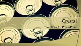  Presentation with aluminium - PPT layouts having group of aluminium cans background and a yellow colored foreground